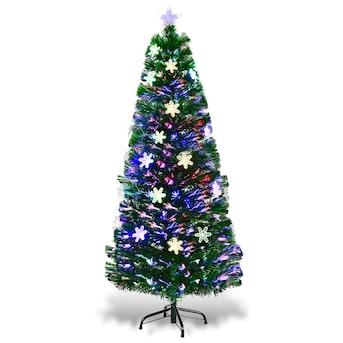 Goplus 6-ft Pre-lit Upside-down Artificial Christmas Tree with 28 Constant Multicolor LED Lights