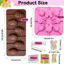 304Pcs Easter Lollipop Mold Set Easter Lolly Pop Tray Sucker Molds Rabbit Egg Silicone Lollipop Moulds Bunny Egg Cake Pop Moulds for Chocolate Candy Making with Lollipop Sticks Treat Bags Twist Ties