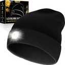 LED Beanie Hat with Light, USB Rechargeable LED Headlamp, Gifts for Men, Valentines Day Gifts for Him Adults, Birthday Gifts for Him Dad Husband, Boyfriends, Black