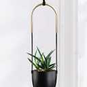 Metal Hanging Planter for Indoor Outdoor Plants Wall and Ceiling Hanging Flower Pot Plant Holder for Succulent Vines Ferns, Height Adjustable Modern Minimalist Room Decor(Black)
