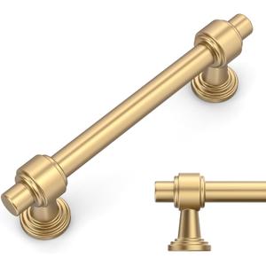 Amerdeco 10 Pack Champagne Bronze Cabinet Pulls 3.75 Inch(96mm) Hole Center Drawer Pulls Cabinet Hardware Kitchen Cabinet Handles for Bathroom Dresser Pulls ZH0069