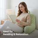 NOONTIDE Reading Pillow with Top Handle,Uniquely Designed Soft Fabric, Ergonomic Back Support for Bed,Cover Washable Sit up Pillow,Watching TV/Gaming/Relaxing(Green)