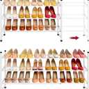 Tajsoon Expandable Shoe Rack for Closet 3 Tier, 28-41Adjustable & Stackable Shoe Shelf Storage, Metal Shoe Rack Organizer for Front Door Entrance, Closet, Garage, Entryway, White