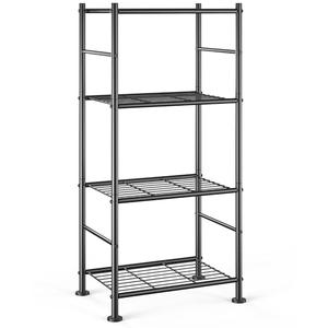 Sakugi Storage Shelves - 4 Tier Shelf Organizer, Sturdy Metal Garage Shelving with Adjustable Leveling Feet, Space-Saving Shelves Organizer for Pantry, Laundry, Kitchen (18" x 12" x 44", Black)