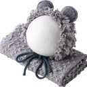 Vemonllas Newborn Baby Photography Props Outfits Photoshoot Photos Hat Long Ripple Wrap Set for Boys Girls Photography (Gray)