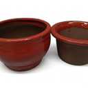 African Violet Pots, 8 Inch Self Watering Pots, Easy Plant Self Watering Pot, Ceramic Plant Pot with Absorbent Inner Pot for Flowers, Flower Pot Indoor - Brown Red