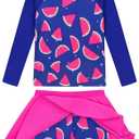 Snowheart Girls Rash Guard Swimsuit Set Long Sleeve Bathing Suit Two Piece 5-6 Years