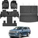 TTX LIGHTING Floor Mats for Ford Expedition 2018-2024 7 Seat with 2nd Row Bucket Seats (Not for MAX) - All Weather Mat Includes 1st and 2nd 3rd Row Liner & Trunk Mat & Backrest Mat