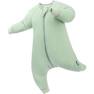 PurComfy Supersoft Active Toddler Sleepsuit 1.0 TOG Long Sleeve Wearable Blanket with Legs All-Season Cozy Sleeper (6-15 Months, Sage)