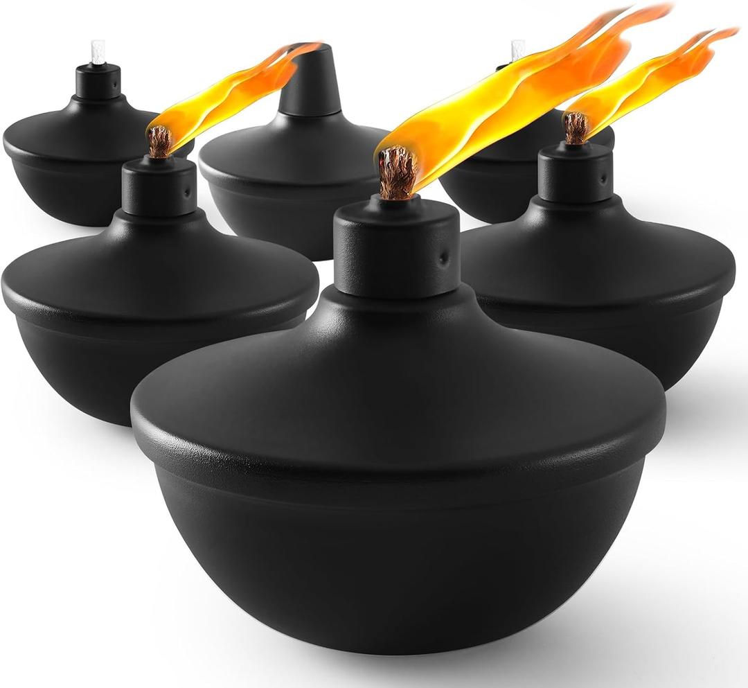 ZSPENG 6 Pack Metal Table Top Torches,23.5 oz Citronella Torches for Outside,Refillable Flame Light Torch with Wicks and Covers for Party, Garden Decor,DIY