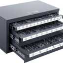 VEVOR Drill Bit Dispenser Cabinet, Three-Drawer Drill Bit Dispenser, Drill Bit Organizer Cabinet, Drill Dispenser Organizer Cabinet for Jobber Length Fractional Size 1/16" to 1/2" in 1/64" Increments