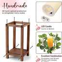 Geelin 12 Set 10.59'' Brown Wooden Lanterns for Wedding Centerpieces Include 12 Wooden Lantern 12 LED Candle 12 Eucalyptus Leaves Wreath for Wedding Baby Shower Farmhouse Rustic Table Decor