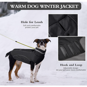 PETDSH Waterproof Dog Coat, Turtleneck Warm Dog Jacket, Dogs Winter Coat with Pocket and Trash Bags, Reflective Puppy Jacket for Winter and Snow (Black, M)