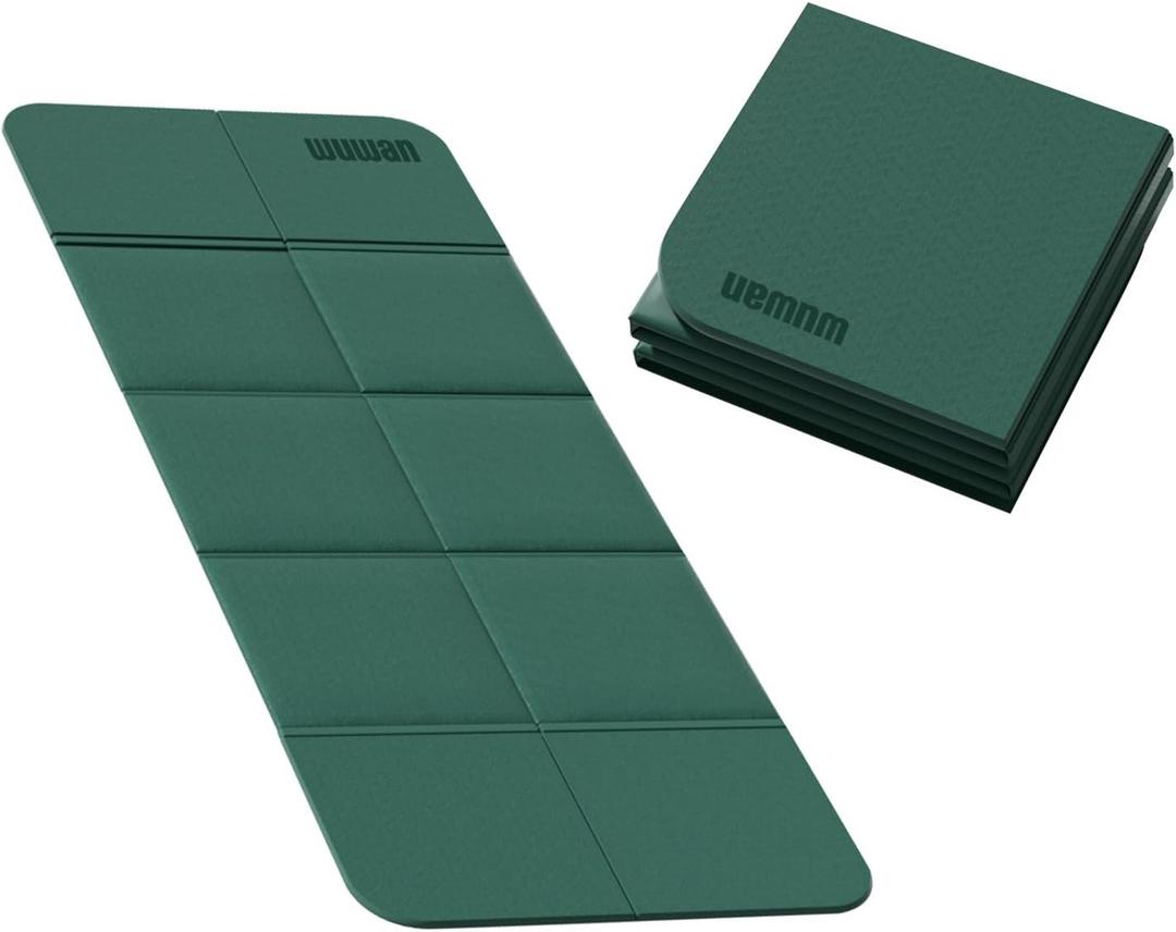 Foldable Yoga Mat 75" x 31", 6mm Thick TPE Grip Exercise Mat for Home, Travel & Outdoor, Portable Folding Fitness Mat for Pilates, Stretching & Workout (Dark Green+Dark Green Grey, 74“L*31W”*0.24“T）