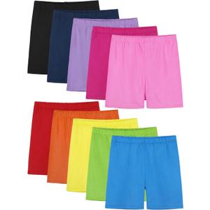 10 Pack Girls Dance Shorts Cartwheel Toddler Biker Under Dress Multi-Color Kids Bike Shorts Girls Clothes (6-7 Years, Black, Navy Blue, Rose Red, Mixed Color M)
