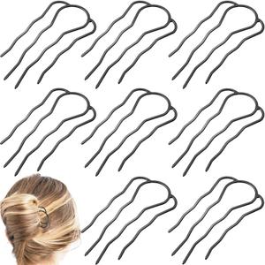 8 Pieces Side Combs, Metal Fork Clip Pins for Buns, 4 Prong Updo U-Shape Sticks for Women Hair Styling Tool Accessories (Black)