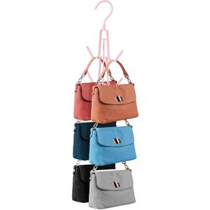ZEDODIER Purse Organizer for Closet, Heavy-Duty Hanging Purse Hanger Closet Holds Up to 6 Purses, Metal Rotating Space Saving Bag Holder Handbag Storage Hook Backpack Rack, Pink