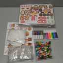 SAYAYA 5 Sets LED Cardboard Christmas Gingerbread House Kits Bulk DIY Your Own Christmas Gingerbread House with Pom Poms, Stickers, Light Strings, Pens Craft Kit for Xmas Holiday Party Decorations