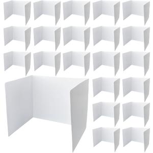 lassroom Privacy Boards for Student Desks Plastic Folders Shields Test Dividers with 40 Pieces Colorful Name Labels for School Study Reduces Distractions 14 x 17.5 x 14 Inch, White (30 Pieces)