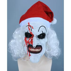TWAYFEL Adult Terrifier Art the Clown Creepy Mask - Full Head Scary Mask for Horror Costume, Halloween, and Themed Parties (White and Red)