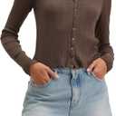 Velvet by Graham & Spencer Women's Drew Pointelle Long Sleeve T-Shirt Cardigan (Brown, XS)