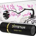 Hystar Extended Gaming Mouse Pad | XXXL 45" x 20" | 5mm Thick, Waterproof Surface, Smooth Polyester Fabric, and Natural Rubber Base | Sakura (Light)