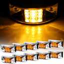 10x Amber 12 Led Rectangular Armored-style Side Marker Light w/Chrome