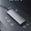 PHIXERO 10 in 1 USB Docking Station Dual Monitor 4K@60HZ for Mac M1/M2, Displaylink Dock with 2 HDMI & 2 DP, 100W PD, 3 USB 3.2Gen2 [10 Gbps], Ethernet, Audio, Compatible with Thunderbolt, Windows,et (Silver)