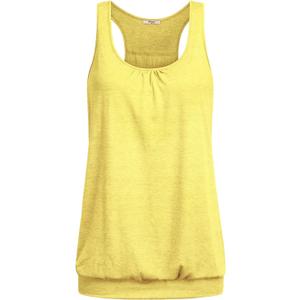 Miusey Womens Sleeveless Round Neck Loose Fit Racerback Yoga Tank Top (Medium, Yellow)