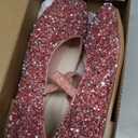 Girls Classic Slip on Mary Jane Ballet Flats Glitter Wedding Party Bridesmaids Flower Girl Princess Dress Shoes for Kid Toddler (3 Little Kid, Pink)