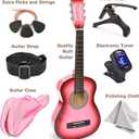 30" Wood Guitar with Case and Accessories for Kids/Girls/Boys/Beginners (Pink Gradient)