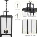 Outdoor Pendant Light, 25'' Large Hanging Lights Lantern Light, Modern Outside Chandelier with Clear Glass, Exterior Gazebo Light for Patio, Porch, Yard, Garage