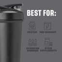 BlenderBottle Sport Sleek Shaker Cup Insulated Stainless Steel Water Bottle with Wire Whisk, 25-Ounce, Black