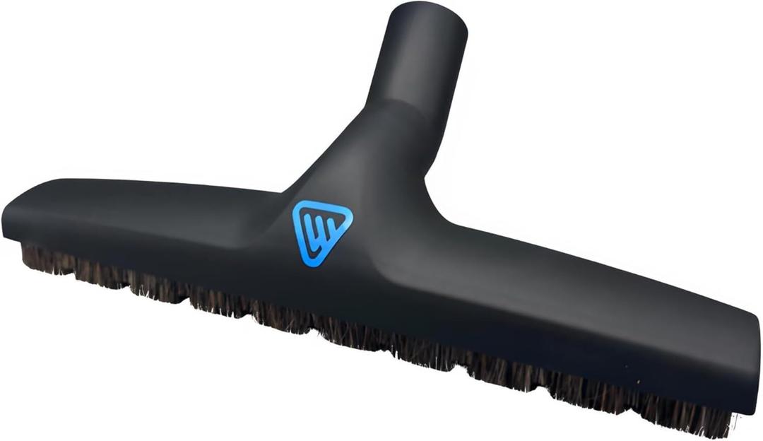 Wessel-Werk Deluxe Vacuum Floor Brush, Multi-Surface Vacuum Brush Attachment with 360 Swivel Neck, Soft Rubber Wheels, and Horse Hair Bristles Brush Nozzle (D 320-13 inch Brush, 1-3/8" (35mm) Neck)