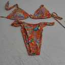 Women's 2 Piece Floral Tropical Print Bikini Set Boho Triangle Bathing Suit Tie Backless Swimsuit Sets (Medium, Multicolor)