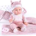 Enjoyin 12'' Baby Doll Playset with Washable Doll Accessories Includes Carrier Bassinet Bed, Pacifier, Blanket, and Pillow, First Baby Dolls for Toddlers 36 Months and Up