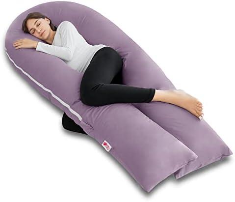 Meiz U Shaped Pregnancy Pillows for Sleeping, 65" Maternity Pillow for Full Body Support, Cooling Pregnancy Pillow with Jersey Cover, Purple