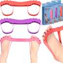 3 Pcs Toe Stretch Bands for Bunions Correction Toe Spacers Separators Foot Stretcher Resistance Bands Corrective for Women Men Hallux Valgus Alignment Yoga Exercise(Red, Purple, Pink)