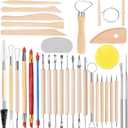 SHENOMAD 32PCS Clay Tools with Wire Sculpting Tools Pottery Modeling Ceramics Polymer Tools Set for Air Dry Clay Carving Molding Pottery Crafting Beginners