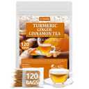 120 Premium Turmeric, Ginger, Cinnamon Blend Tea Bags, 100% Natural & No Additives & Caffeine Free BBD 03/19/27