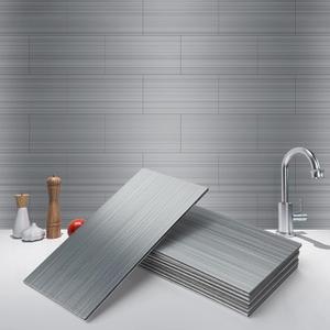 Art3d 100 Pcs Peel and Stick Backsplash Tiles, 3D Textured Metal Stick On Subway Wall Tiles for Kitchen Back Splashes, Bathroom, Laundry Room, 3 x 6 Inch, Stainless