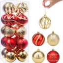 Christmas Ball Ornaments Set, 20pcs 3.15'' Red and Gold Christmas Shatterproof Ornaments Set for Xmas Tree Traditional Christmas Tree Decoration Hanging Baubles for Home Decor