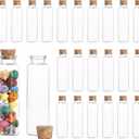 Jarsoph Mini Glass Bottles 24pc - 50ml Small Glass Jars with Cork Stoppers - Decorative Bottles for Spell Jars, Potion Bottles, Message in a Bottle, DIY Crafts, Party Favors, Weddings