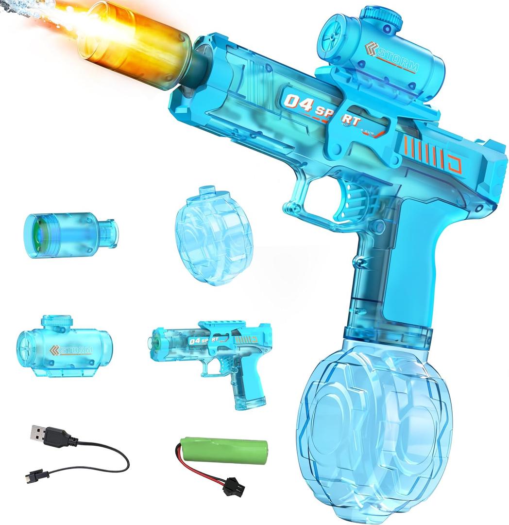 Electric Water Gun for Kids & Adults - Automatic Squirt Gun with Muzzle Flash & Water Spray Sound, Summer Outdoor Water Blaster Pistol Pool Beach Party Toys for Boys Girls(Blue)
