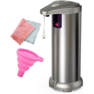 Infrared Automatic Soap Dispenser Touchless, Stainless Steel Battery Operated Touchless Soap Dispenser with Waterproof Base for Bathroom Kitchen Hotel.