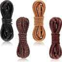 Saintrygo 8yd Braided Leather Cord Antique Genuine Leather Strap Folded Bolo Tie Cord Rope Lace for Necklace Bracelet Pendent Jewelry Making Beading Braiding (Black, Brown,tan, Reddish Brown,5 mm)