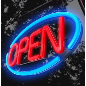 LED Open Sign,Bright Open Sign for Business Window with Remote Control,24x12 inch Large Size,Restaurant,Bar,Retail Shops,Window Storefronts,Salon,12V/2A Power Supply (Blue-Red)