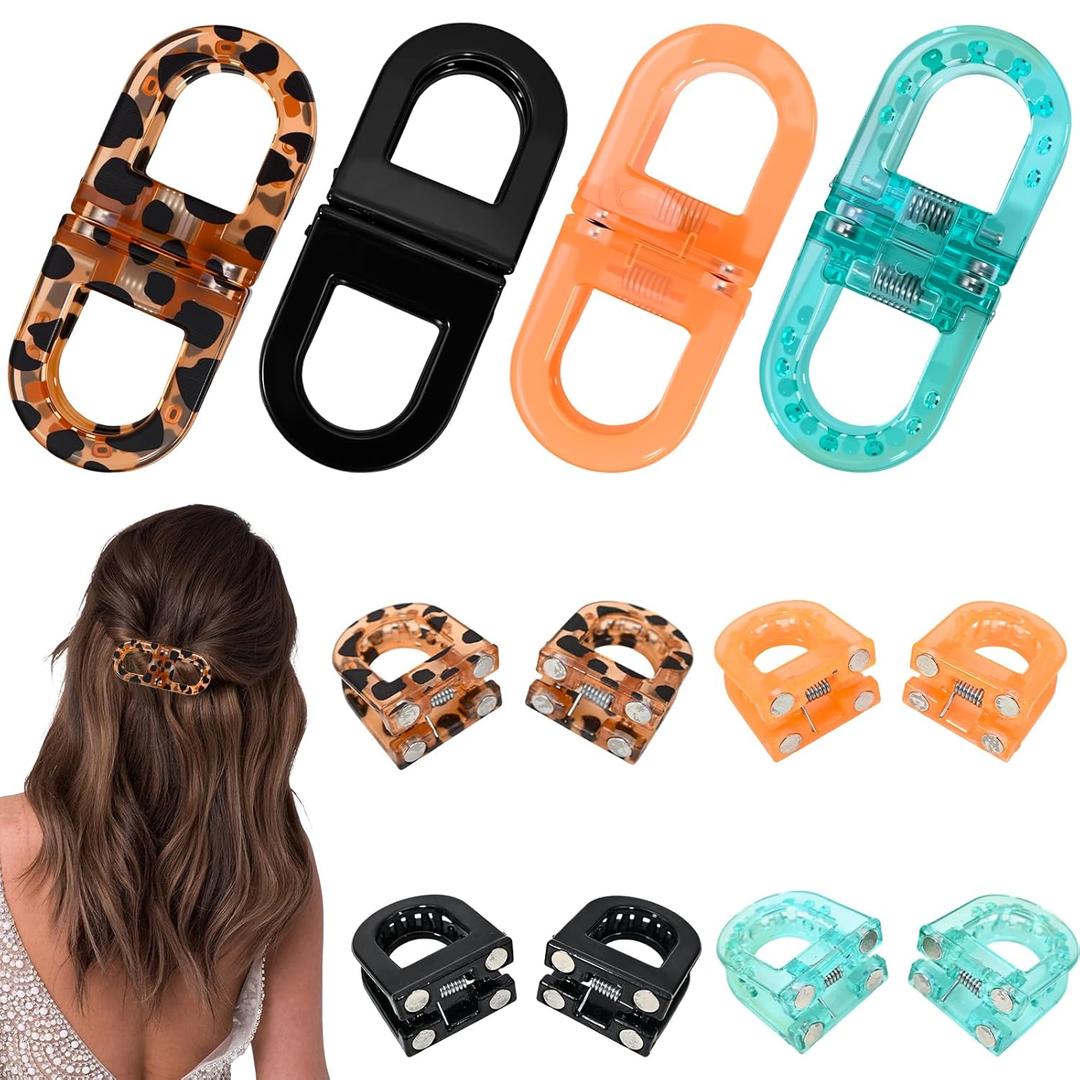4-Pack Magnetic Hair Clips for Women, Strong Hold Seamless No-Slip Hair Clips for Thick or Thin Hair, Quick Updo & Half-Up Styling, Gentle No-Dent Hair Accessories for Daily Use