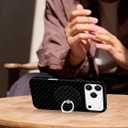 Jusy Compatible with Magsafe Polka Dot Phone Case for iPhone 11, Cute Aesthetic Magnetic Ring Holder Stand Case, Soft TPU and Hard PC Protective Phone Cover for Women Girls - Black Polka Dot