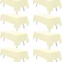 8 Pack Beige Tablecloth 60 x 126 Inch Rectangular Table Cloth for 6 Foot Rectangle Tables, Wrinkle Resistant Washable Polyester Fabric Table Covers for Wedding Party Banquet Buffet and Camping